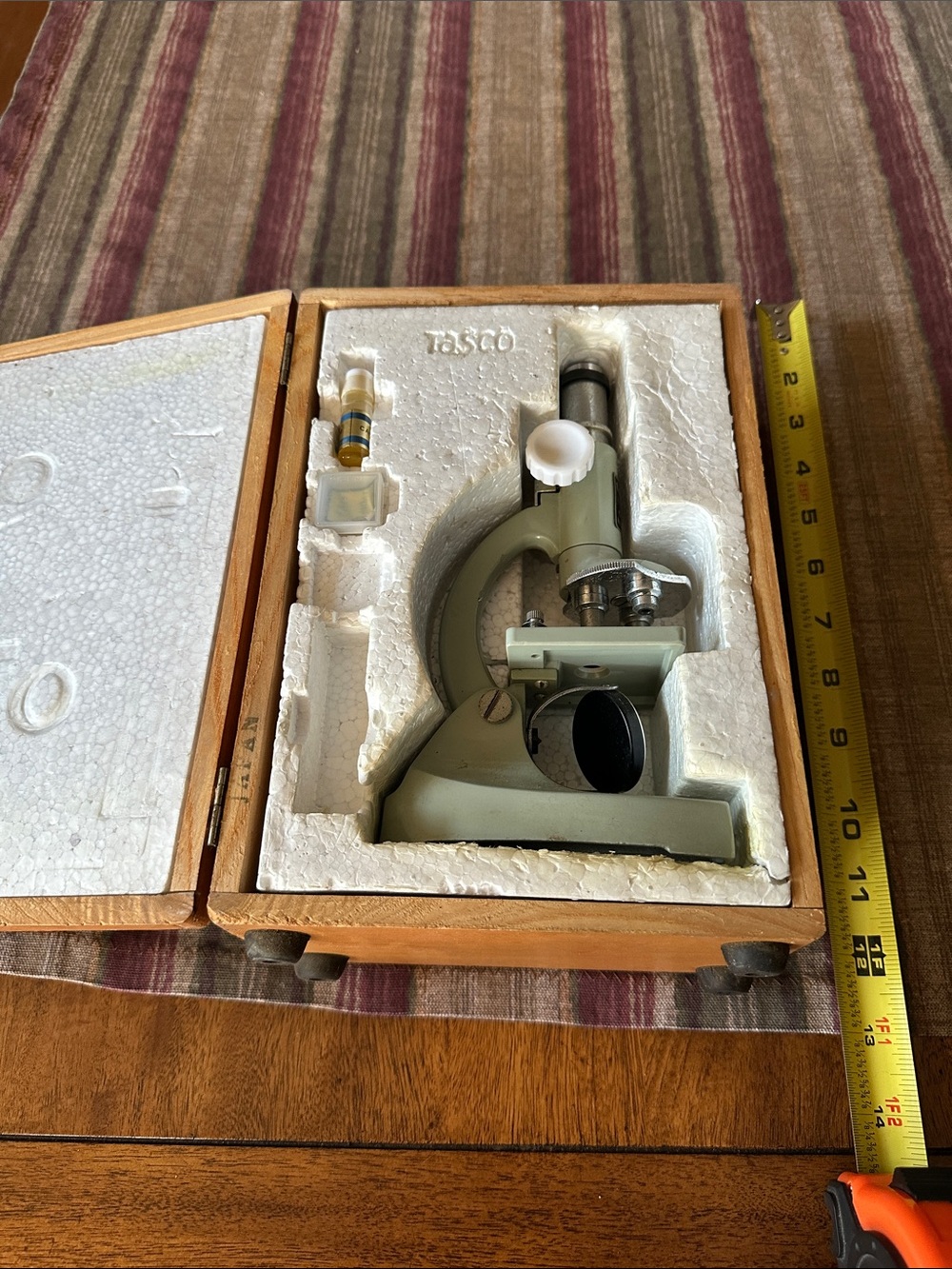 Vintage Tasco Deluxe Microscope in Wooden Case